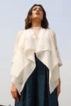 Buy_Arcvsh By Pallavi Singh_White Organic Cotton Open Layered Jacket _Online_at_Aza_Fashions