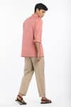 Shop_THREE_Beige Cotton Twill Pleat Front Pants  _at_Aza_Fashions