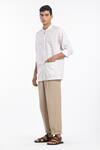 Shop_THREE_White Cotton Poplin Striped Zipper Shirt _Online_at_Aza_Fashions