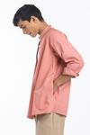 Shop_THREE_Pink Cotton Poplin Front Zipper Shirt _Online_at_Aza_Fashions