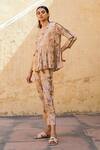 Cord Beige Rayon Round Floral Print Tunic And Pant Set Online at Aza Fashions Cord_Beige Rayon Round Floral Print Tunic And Pant Set_Online_at_Aza_Fashions
