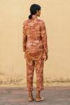 Shop Cord Brown Cotton Lapel Collar Toile Print Jacket And Pant Set at Aza Fashions Shop_Cord_Brown Cotton Lapel Collar Toile Print Jacket And Pant Set_at_Aza_Fashions
