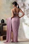 Shop_ISHA & SHREYA_Purple Silk Georgette Embroidery V Neck Saree With Bustier _at_Aza_Fashions