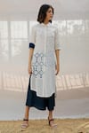 Arcvsh By Pallavi Singh_White Organic Cotton Collared Neck Printed Tunic _Online_at_Aza_Fashions