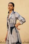 Shop_Cord_Grey Poplin Lapel Collar Marble Print Trench Dress _Online_at_Aza_Fashions