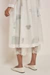 Eka_White Handloom Cotton Silk Collared Neck Printed Dress  _Online_at_Aza_Fashions