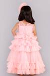 Shop_Free Sparrow_Peach Layered Flared Dress For Girls_at_Aza_Fashions