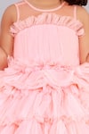 Free Sparrow_Peach Layered Flared Dress For Girls_Online_at_Aza_Fashions