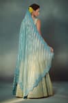 Shop_Suhino_Blue 100 Grams Pure Raw Silk Embroidery V Neck Bridal Lehenga Set _at_Aza_Fashions