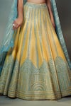 Shop_Suhino_Blue 100 Grams Pure Raw Silk Embroidery V Neck Bridal Lehenga Set _Online_at_Aza_Fashions