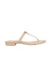 Signature Sole_Beige Embellished T-strap Flat Sandals_Online_at_Aza_Fashions