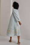 Shop_Eka_Blue Linen Round Embroidered Dress  _at_Aza_Fashions