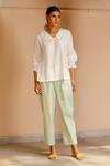 Buy Ayaka White 100% Organic Cotton Made With Soyabean Fibres Floral Peter Pant Top at Aza Fashions Buy_Ayaka_White 100% Organic Cotton Made With Soyabean Fibres Floral Peter Pant Top _at_Aza_Fashions