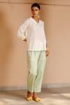 Ayaka White 100% Organic Cotton Made With Soyabean Fibres Floral Peter Pant Top Online at Aza Fashions Ayaka_White 100% Organic Cotton Made With Soyabean Fibres Floral Peter Pant Top _Online_at_Aza_Fashions