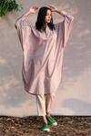 Buy_Anavila_Pink Organic Cotton Mandarin Collar Tunic_at_Aza_Fashions