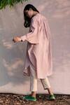 Shop_Anavila_Pink Organic Cotton Mandarin Collar Tunic_at_Aza_Fashions