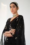 Shikha Mehta Black Chanderi, Silk Organza V Neck Kurta Set at Aza Fashions Shikha Mehta_Black Chanderi, Silk Organza V Neck Kurta Set _at_Aza_Fashions