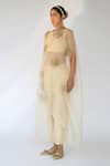 Shop Shikha Mehta Beige Pure Organza, Chanderi Straight Embellished Cape And Pant Set at Aza Fashions Shop_Shikha Mehta_Beige Pure Organza, Chanderi Straight Embellished Cape And Pant Set _at_Aza_Fashions