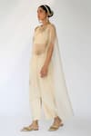 Shikha Mehta Beige Pure Organza, Chanderi Straight Embellished Cape And Pant Set Online at Aza Fashions Shikha Mehta_Beige Pure Organza, Chanderi Straight Embellished Cape And Pant Set _Online_at_Aza_Fashions