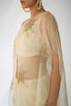 Shop Shikha Mehta Beige Pure Organza, Chanderi Straight Embellished Cape And Pant Set Online at Aza Fashions Shop_Shikha Mehta_Beige Pure Organza, Chanderi Straight Embellished Cape And Pant Set _Online_at_Aza_Fashions
