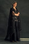 Shop Shikha Mehta Black Chanderi, Silk Organza V Neck Sharara Set at Aza Fashions Shop_Shikha Mehta_Black Chanderi, Silk Organza V Neck Sharara Set _at_Aza_Fashions