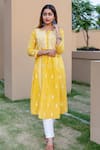 Shop_Saksh_Yellow Chikankari Kurta Set_at_Aza_Fashions