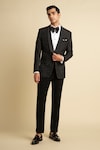 Buy_Philocaly_Black Cotton Embellished Cutdana Ritz Tuxedo _at_Aza_Fashions