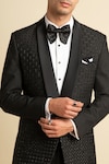 Shop_Philocaly_Black Cotton Embellished Cutdana Ritz Tuxedo _Online_at_Aza_Fashions