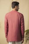 Shop_Philocaly_Pink Cotton Plain Roseline Short Kurta For Men_at_Aza_Fashions