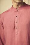 Buy_Philocaly_Pink Cotton Plain Roseline Short Kurta For Men_Online_at_Aza_Fashions