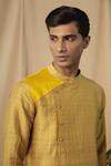 Buy_Philocaly_Yellow Silk Marigold Angrakha Kurta_Online_at_Aza_Fashions