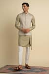 Buy_Philocaly_Green Silk Embroidered Zig Zag Salud Bundi _at_Aza_Fashions
