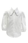 Shop_Jasmine And Alaia_White Cotton Satin Puff Sleeve Shirt  _at_Aza_Fashions