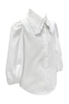 Jasmine And Alaia_White Cotton Satin Puff Sleeve Shirt  _Online_at_Aza_Fashions