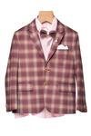 Buy_Partykles_Maroon Checkered Suit Set For Boys_at_Aza_Fashions