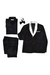 Partykles_Black Tuxedo Set With Bow Tie For Boys_Online_at_Aza_Fashions