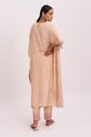Shop_Dot_Beige Cotton Silk Resham And Kasab Work Round Kaftan Kurta & Pant Set _at_Aza_Fashions