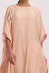 Buy_Dot_Beige Cotton Silk Resham And Kasab Work Round Kaftan Kurta & Pant Set _Online_at_Aza_Fashions