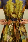 Shop_Cord_Multi Color Poplin Printed Mosaic V Neck Crossover Dress_Online_at_Aza_Fashions