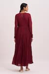Shop_Dot_Maroon Anarkali Gauze, Pant Round And Set _at_Aza_Fashions