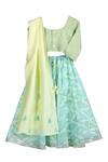 Shop MI Dulce AN'YA Green Handloom Cotton, Chanderi, Silk Embroidery, Tassels Handwoven Lehenga Set at Aza Fashions Shop_MI Dulce AN'YA_Green Handloom Cotton, Chanderi, Silk Embroidery, Tassels Handwoven Lehenga Set _at_Aza_Fashions