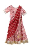 Shop MI Dulce AN'YA Red , Silk, Chanderi, Handloom Gota Patti, Ikat Print Lehenga Set at Aza Fashions Shop_MI Dulce AN'YA_Red , Silk, Chanderi, Handloom Gota Patti, Ikat Print Lehenga Set _at_Aza_Fashions