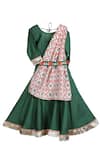 Buy_MI Dulce AN'YA_Green Cotton, Silk Gota Patti, Embroidery, Mirrors Organic Lehenga Set _at_Aza_Fashions