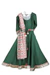 Shop_MI Dulce AN'YA_Green Cotton, Silk Gota Patti, Embroidery, Mirrors Organic Lehenga Set _at_Aza_Fashions