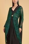 Siddartha Tytler_Green Pre-pleated Saree With Jacket_Online_at_Aza_Fashions