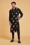 Buy_Siddartha Tytler_Black Rayon Embroidered Floral Kurta  _at_Aza_Fashions