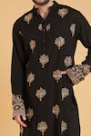 Siddartha Tytler_Black Rayon Embroidered Floral Kurta  _Online_at_Aza_Fashions