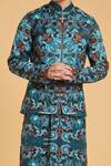 Buy_Siddartha Tytler_Black Blended Linen Jewel Print Waistcoat And Kurta Set_Online_at_Aza_Fashions