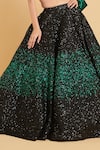 Siddartha Tytler_Black Crop Top Georgette Embroidered Crystal Gradient Lehenga And Blouse Set _Online_at_Aza_Fashions