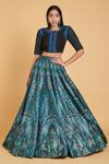 Buy_Siddartha Tytler_Black Lehenga Shimmer Taffeta, Top Mesh Plant Print Round And Blouse Set_at_Aza_Fashions